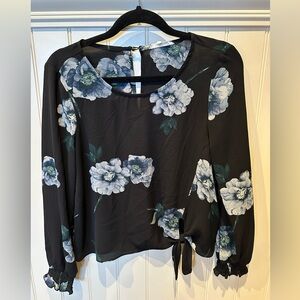 JUNE & HUDSON Ladies Women’s Size Small Black Long Sleeve Grey Floral Bl…